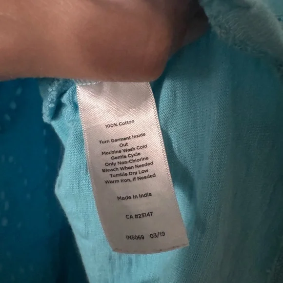 Talbots Turquoise and Fuchsia Cotton Top - XL - Picture 3 of 4